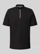 bugatti Regular Fit Poloshirt mit Reißverschluss in Black, Größe L
