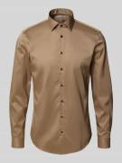 Jake*s Slim Fit Business-Hemd mit Kentkragen in Dunkelbraun, Größe 39/...