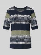 Betty Barclay T-Shirt mit geripptem Rundhalsausschnitt in Marine, Größ...