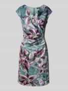 Swing Mini Cocktailkleid mit V-Ausschnitt in Oliv, Größe 34