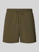 Tommy Hilfiger Regular Fit Badeshorts mit Logo-Stitching in Oliv, Größ...