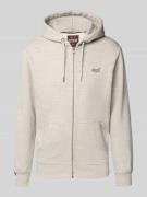 Superdry Sweatjacke mit Kapuze in Hellgrau, Größe L