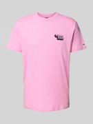 Tommy Jeans Slim Fit T-Shirt aus reiner Baumwolle in Pink, Größe L