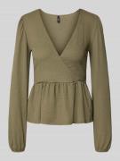 Only Slim Fit Langarmshirt in Wickel-Optik Modell '30 BILL' in Khaki, ...