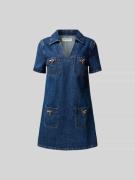Self-Portrait Jeanskleid mit Umlegekragen in Marine, Größe M
