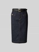 Self-Portrait Midirock in Denim-Optik in Dunkelblau, Größe L