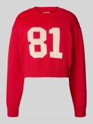 Guess Jeans Cropped Strickpullover mit Rundhalsausschnitt in Rot, Größ...