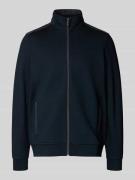 bugatti Regular Fit Sweatjacke aus Viskose-Mix mit Stehkragen in Marin...