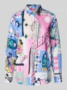 Milano Italy Regular Fit Hemdbluse im Allover-Look in Pink, Größe 42