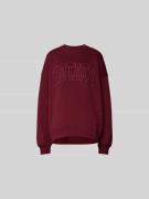 ROTATE Oversized Sweatshirt mit Logo-Stitching in Bordeaux, Größe L