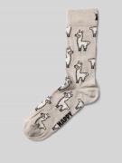 Happy Socks Socken mit Motiv-Stitching Modell 'LLAMA' in Hellgrau, Grö...