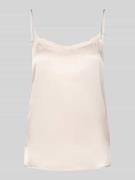 Marc Cain Seidentop mit Spitzenbesatz in Kitt, Größe 34