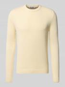 REVIEW Strickpullover mit Rundhalsausschnitt in Ecru, Größe L