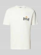 Replay Regular Fit T-Shirt aus reiner Baumwolle mit Logo-Print in Offw...