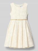 Happy Girls Kleid mit floralem Zierbesatz in Ecru, Größe 128