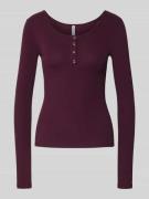 Pieces Slim Fit Langarmshirt aus Baumwoll-Mix Modell 'KITTE' in Dunkel...