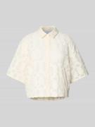 Jake*s Collection Hemdbluse mit Knopfleiste in Offwhite, Größe 40