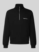 Jack & Jones Sweatshirt mit Troyer-Kragen und Label-Stitching in Black...
