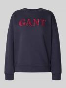 Gant Sweatshirt mit Rundhalsausschnitt und Label-Stitching in Marine, ...