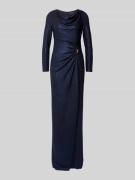 Vera Mont Abendkleid mit Wasserfall-Ausschnitt in Marine, Größe 40