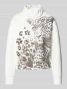 Marc Cain Sweatshirt mit Stehkragen in Offwhite, Größe 34