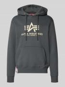 Alpha Industries Hoodie mit Label-Print in Anthrazit, Größe L