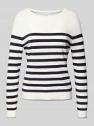 comma Strickpullover mit Rundhalsausschnitt in Offwhite, Größe 34
