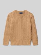 Polo Ralph Lauren Kids Strickpullover mit gerippten Abschlüssen in Cam...