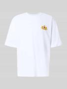 REVIEW T-Shirt mit Label-Patch in Weiss, Größe L