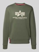 Alpha Industries Sweatshirt mit Label-Print in Oliv, Größe L