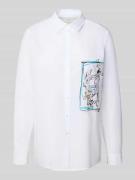 Milano Italy Regular Fit Bluse mit Knopfleiste in Weiss, Größe 36