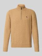 Polo Ralph Lauren Strickpullover aus Baumwoll-Kaschmir-Mix mit Stehkra...