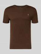 Polo Ralph Lauren T-Shirt mit Logo-Stitching in Mittelbraun, Größe XL