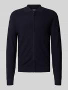 MCNEAL Slim Fit Strickjacke aus Viskose-Mix mit Umlegekragen in Marine...