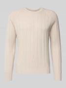 GRAN SASSO Wollpullover mit Strukturmuster in Offwhite, Größe 48