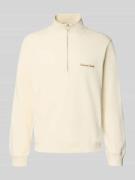 Jack & Jones Sweatshirt mit Troyer-Kragen und Label-Stitching in Offwh...