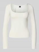 Gina Tricot Longsleeve mit Rundhalsausschnitt in Weiss, Größe L