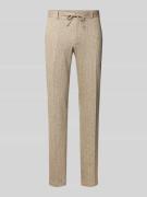 Zuitable Slim Fit Hose mit Leinen-Anteil in Beige, Größe 46