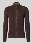 MCNEAL Strickjacke mit Stehkragen in Schoko Melange, Größe L