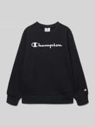 CHAMPION Sweatshirt mit Label-Print in Black, Größe 140
