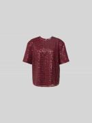 ROTATE T-Shirt mit Paillettenbesatz in Bordeaux, Größe 34