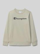 CHAMPION Sweatshirt mit Label-Print in Stein, Größe 164