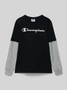 CHAMPION Longsleeve mit Label-Prints in Black, Größe 164