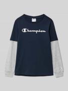 CHAMPION Longsleeve mit Label-Prints in Marine, Größe 152