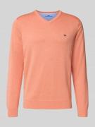 Fynch-Hatton Strickpullover mit Logo-Detail in Apricot, Größe L