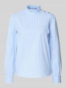 Rich & Royal Regular Fit Bluse aus Baumwoll-Mix mit Stehkragen in Hell...