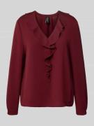 Marc Cain Relaxed Fit Bluse mit Rüschenbesatz in Bordeaux, Größe 34