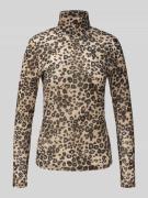 Marc Cain Longsleeve mit Allover-Animal-Print in Camel, Größe 34