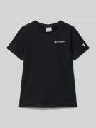 CHAMPION T-Shirt mit Label-Stitching in Black, Größe 128