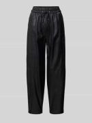 Marc Cain Straight Leg Stoffhose in Leder-Optik in Black, Größe 36